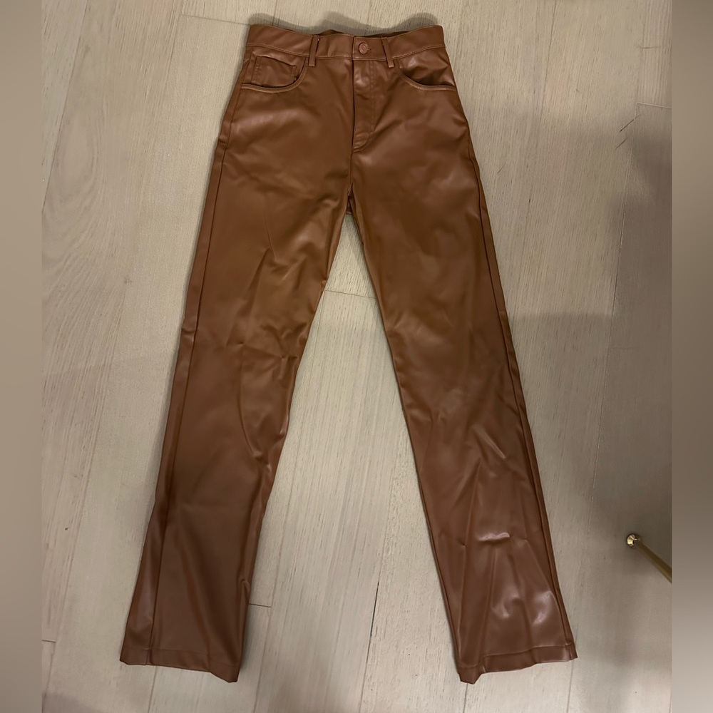 Faux brown leather Zara pants - Picture 6 of 6